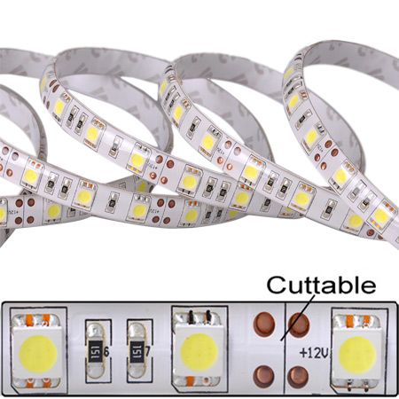LED cтрічка 5050, холодний білий колір,основа біла, вологозахищена IP65 (5см), Світлина 2