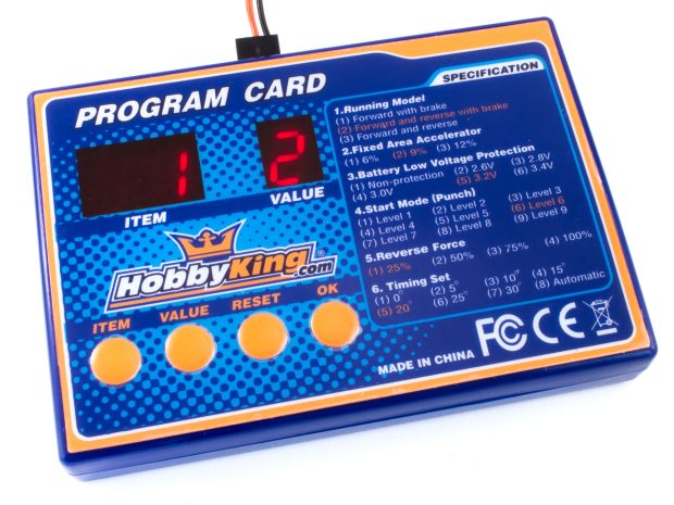 Карта програмування для регуляторів швидкості HobbyKing з водяним охолодженням, Світлина 1