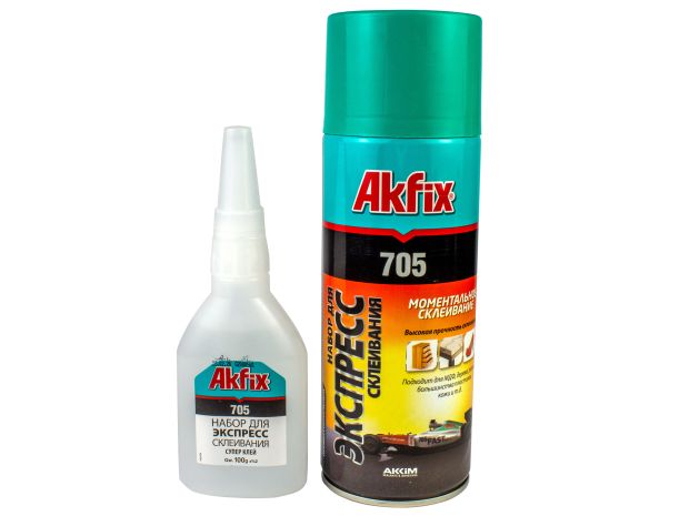 Клей цианоакрилатний з активатором Akfix 705 (100г + 400мл), Світлина 1
