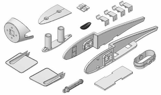 Набір елементів фюзеляжа для авіамоделі Multiplex Solius, Світлина 1