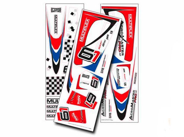 Набір наліпок для авіамоделі Multiplex AcroMaster PRO (червоний), Світлина 1