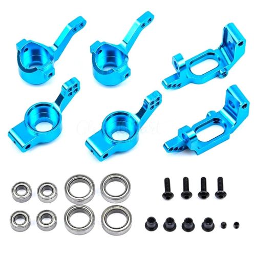 Комплект кулаків та тримачів HSP (алюміній) для автомоделей 1/10 сині , Світлина 1