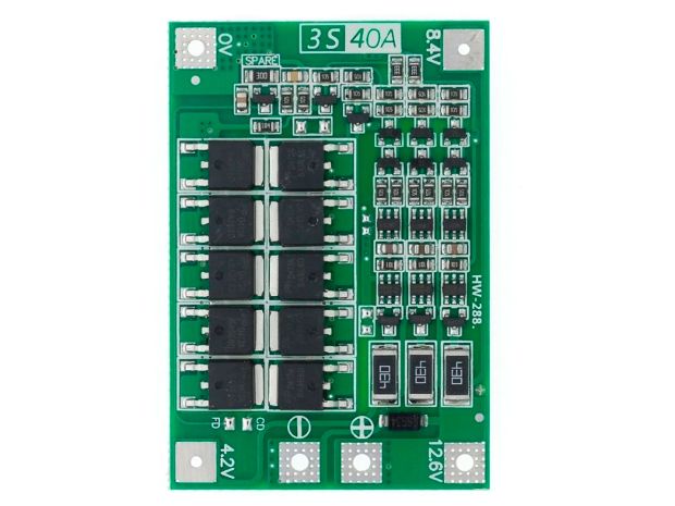 Модуль BMS для контролю заряду/розряду 3S 18650 Li-Ion акумуляторів (40A), Світлина 1