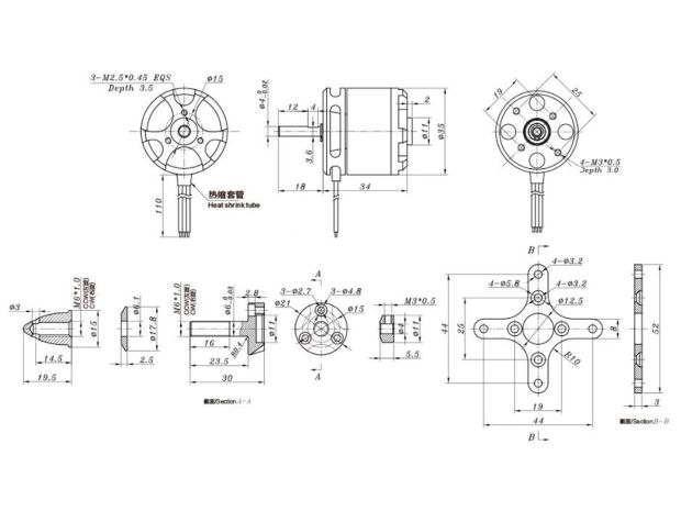 Двигун безколекторний SunnySky X2814-900kv (довгий вал), Світлина 4