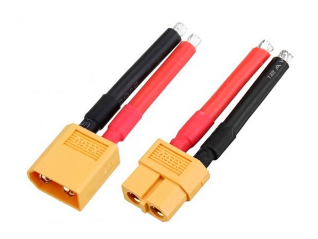 Силовий роз’єм XT60 (папа+мама) з дротами 4см, Світлина 1