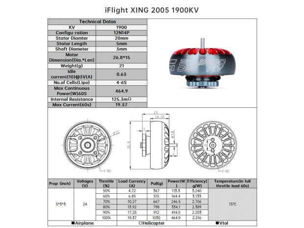 Двигун безколекторний iFlight XING 2005-1900kv, Світлина 5
