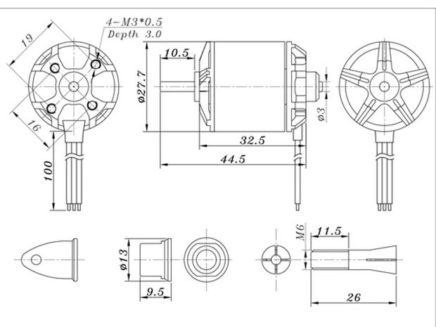 Двигун безколекторний SunnySky A2212-980kv V2, Світлина 5