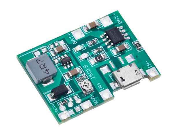 Контролер заряду TP4056 MicroUSB для 1S Li-Ion акумуляторів (з перетворювачем MT3608), Світлина 1