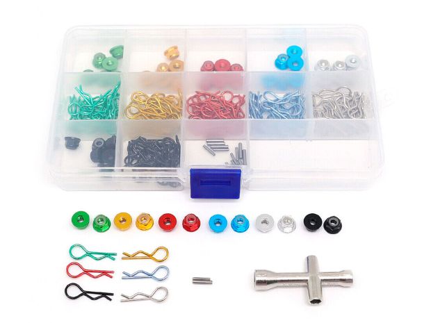 Набір кліпс з гайками М4 для автомоделей 1/10 / 1/12 (180шт), Світлина 4