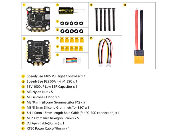 SpeedyBee F405 V3 Стек (польотний контролер F4 + регулятор 4в1 50A), Фото 7