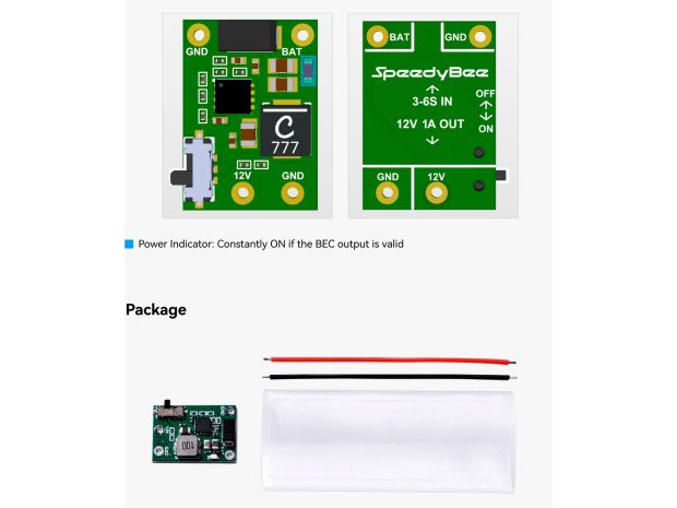 Мікро BEC SpeedyBee 12В 1А (3-6S LiPO), Світлина 3