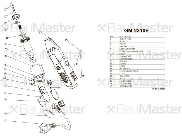 Гравер електричний BauMaster GM-2310F (200Вт), Фото 4