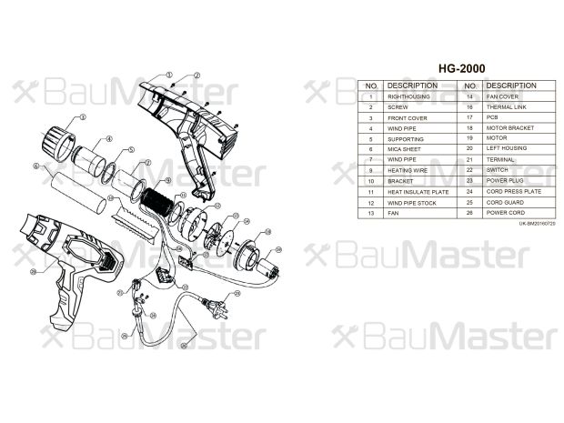 Фен технічний BauMaster HG-2000 (2000Вт), Світлина 3