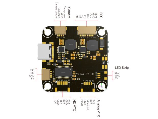 T-Motor Velox F722 SE (польотний контролер F7 + регулятор 4в1 V50A), Світлина 7