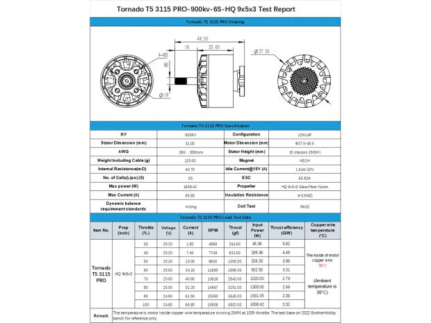 Двигун безколекторний BrotherHobby Tornado T5 Pro 3115-900kv, Світлина 5