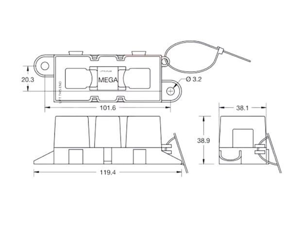 Запобіжник силовий ANM-H3 MEGA M8 200A (з корпусом), Світлина 7