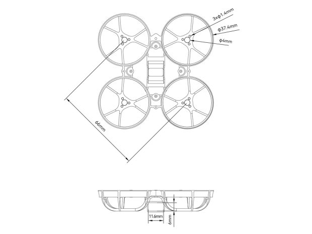 Рама BetaFPV Meteor65 Pro Whoop (Transparent Gray), Фото 3
