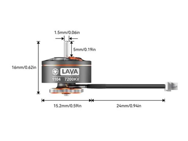 Двигун безколекторний BetaFPV LAVA 1104-7200kv (дріт 24мм), Фото 3