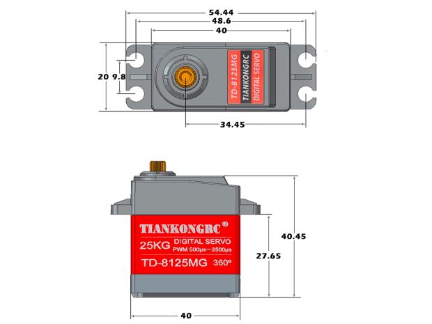 Сервомеханізм цифровий TiankongRC TD-8125MG 60g/23.5kg/0.18sec (180°), Світлина 3