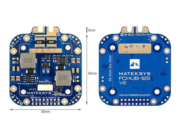 Плата розподілу живлення (PDB) Matek FCHUB 12S V2 + BEC, Світлина 2