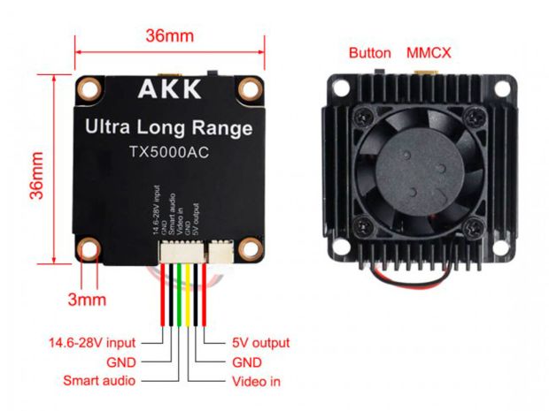Відеопередавач AKK Ultra Long Range 4.9-6.0GHz 5W (96Ch), Світлина 5