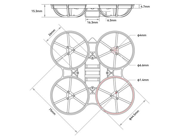 Рама BetaFPV Air75 Whoop (Transparent Blue), Фото 2