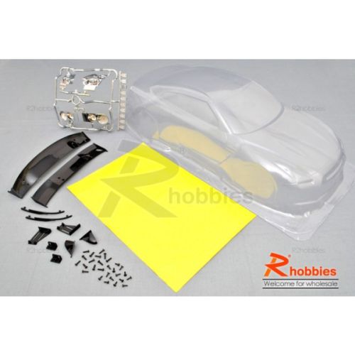 1/10 RC On-Road Car Nissan GTR PVC Transparent 180mm Body with Light Box, Rear Spoiler & Masking Tap, Світлина 2