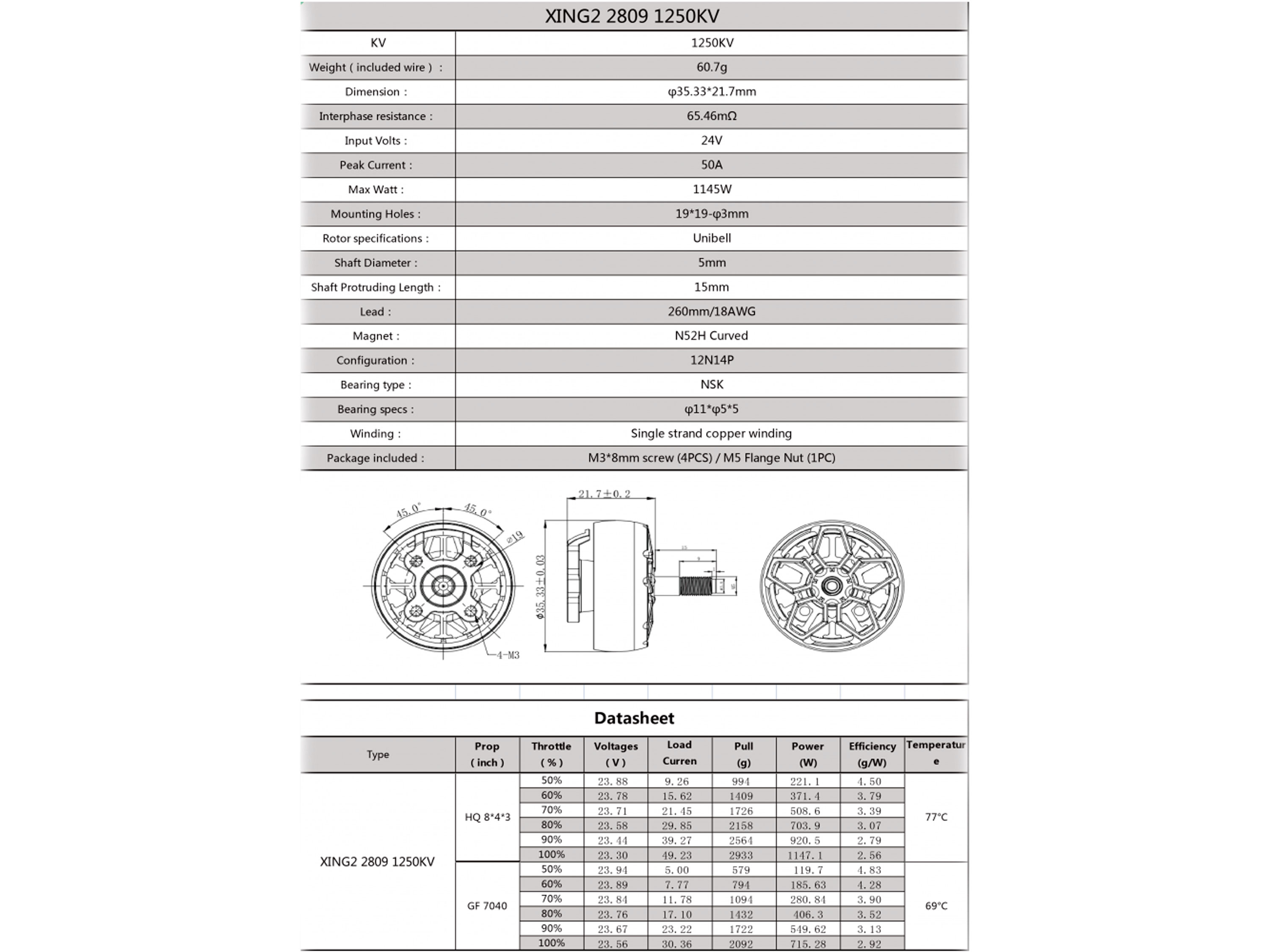 Двигун безколекторний iFlight XING2 2809-1250kv (світлина #5)