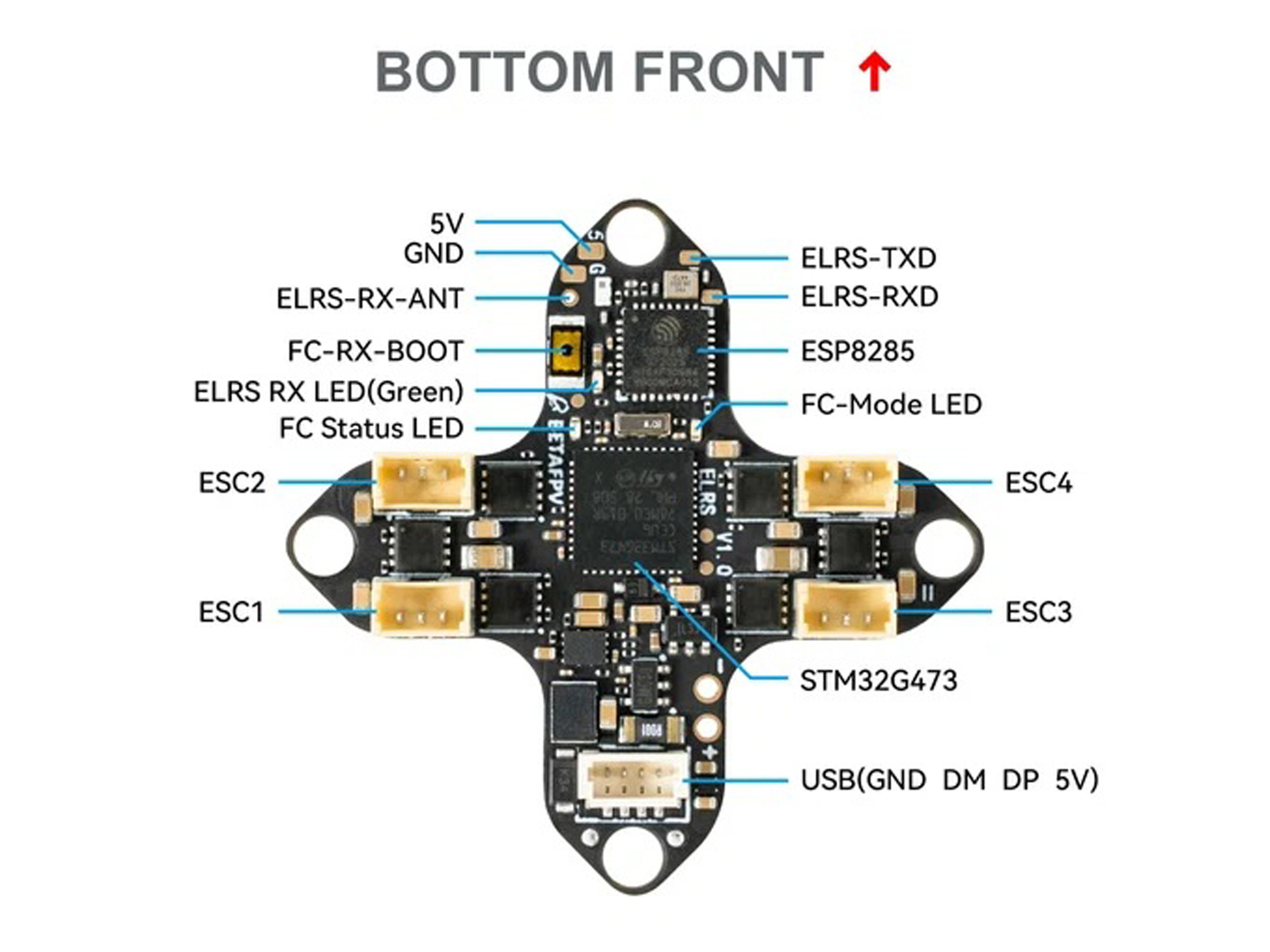 Польотний контролер BetaFPV G4 Matrix V1.1 4в1 (ELRS 2.4ГГц), Світлина 5