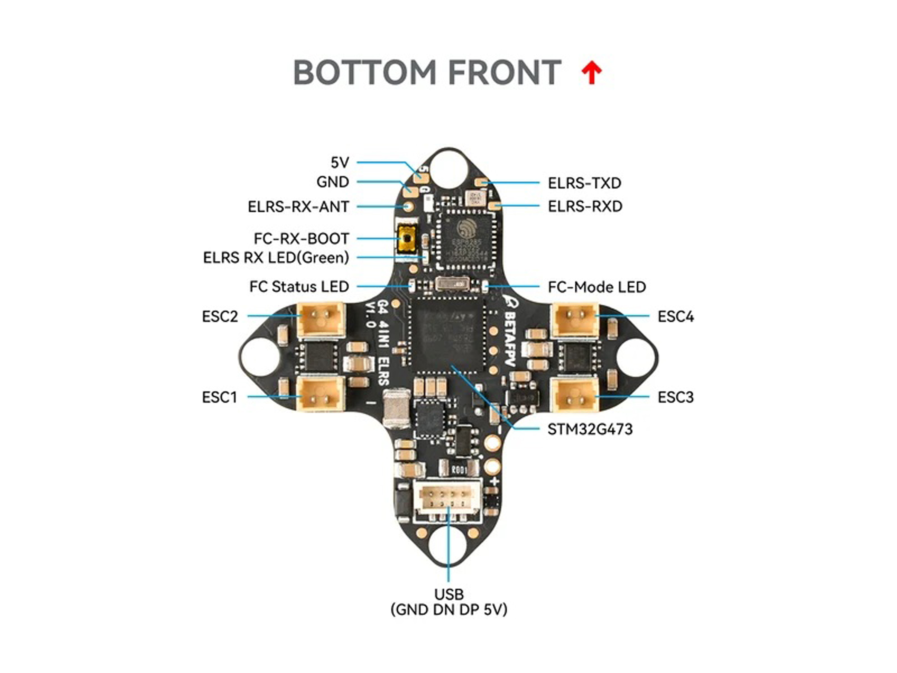 Польотний контролер колекторний BetaFPV G4 Matrix V1.1 4в1 (ELRS 2.4ГГц), Світлина 4