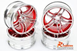 Комплект дисків коліс для шосейних автомоделей 1/10 (червоні)  