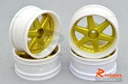 Комплект дисков колес для шоссейных автомоделей 1/10 (бело-желтые)