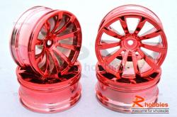 Комплект дисків коліс для шосейних автомоделей 1/10 (Червоні)  