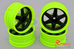 Комплект дисків коліс для шосейних автомоделей 1/10 (зелено-чорні)  