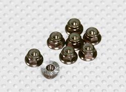 Анодована алюмінієва гайка М4 з нейлоновим фіксатором і зазубреною прижимною площиною