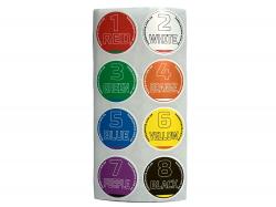 Наклейки с номером и цветом дорожки для автомоделей (8 дорожек)
